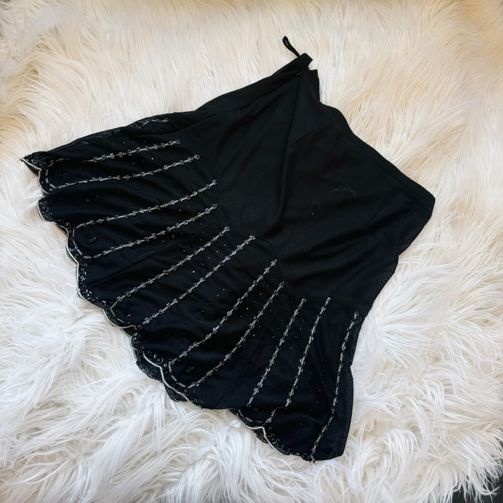 Express silver beaded black mini skirt, size 2